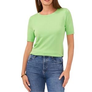 NWT Vince Camuto Crewneck Knit Top – Vibrant Lime Green – Size Small